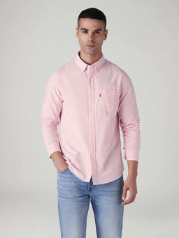 Levi's - Men Pink Solid/Plain Cotton Casual Shirt