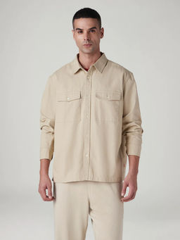 Levi's - Men Beige Solid/Plain Cotton Casual Shirt