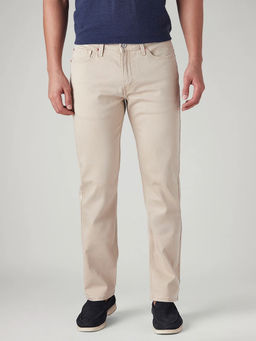 Levi's - Men Beige Solid/Plain Cotton Jeans