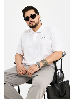 Snitch - Men White Solid/Plain Cotton Polo T-Shirt