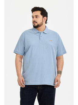 Snitch - Men Blue Solid/Plain Cotton Polo T-Shirt
