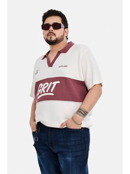 Snitch - Men Brown Typography Cotton Polo T-Shirt