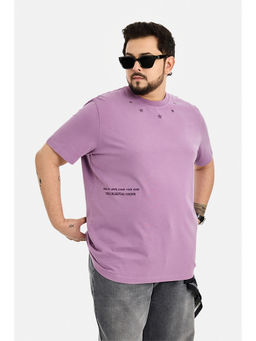 Snitch - Men Purple Typography Cotton T-Shirt