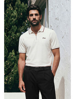 Snitch - Men White Solid/Plain Cotton Polo T-Shirt