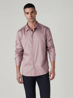 Levi's - Men Mauve Solid/Plain Cotton Casual Shirt