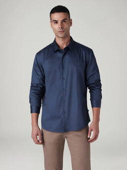 Levi's - Men Navy Blue Solid/Plain Cotton Casual Shirt