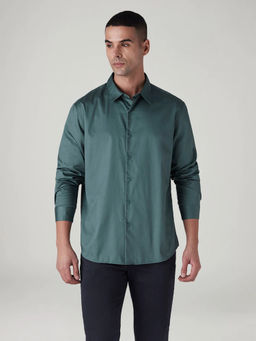 Levi's - Men Teal Solid/Plain Cotton Casual Shirt