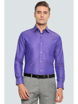 Louis Philippe - Men Purple Solid/Plain Cotton Formal Shirt