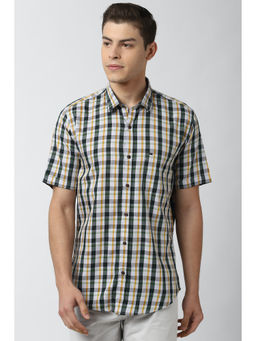 Peter England - Men Multi-Color Checks Cotton Casual Shirt
