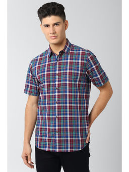 Peter England - Men Multi-Color Checks Cotton Casual Shirt