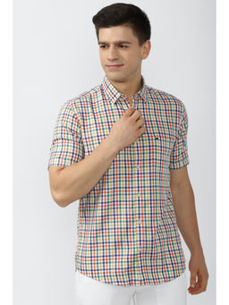 Peter England - Men Multi-Color Checks Cotton Casual Shirt