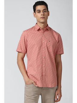 Peter England - Men Pink Printed Cotton Casual Shirt