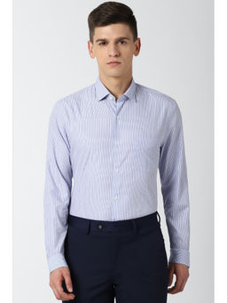 Peter England - Men Blue Stripes Cotton Formal Shirt