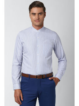 Peter England - Men Blue Stripes Cotton Formal Shirt