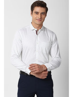 Peter England - Men White Printed Cotton Formal Shirt