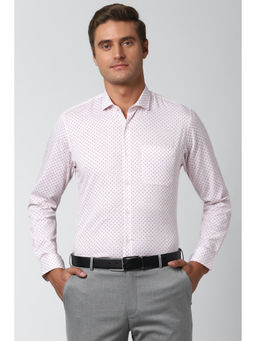 Peter England - Men White Printed Cotton Formal Shirt