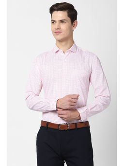 Peter England - Men Pink Printed Cotton Formal Shirt
