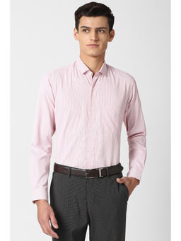 Peter England - Men Pink Checks Polyester Blend Formal Shirt
