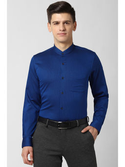 Peter England - Men Blue Textured Cotton Formal Shirt