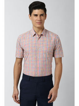 Peter England - Men Multi-Color Checks Cotton Blend Formal Shirt