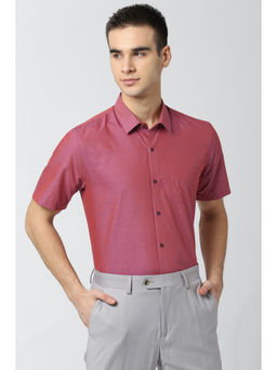 Peter England - Men Pink Textured Cotton Blend Formal Shirt