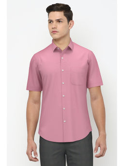 Peter England - Men Pink Textured Cotton Formal Shirt