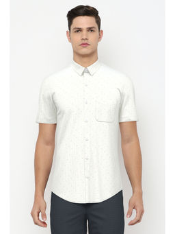 Peter England - Men Beige Printed Cotton Formal Shirt