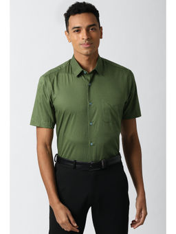 Peter England - Men Green Printed Cotton Blend Formal Shirt