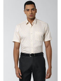 Peter England - Men Beige Printed Cotton Formal Shirt