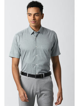 Peter England - Men Grey Printed Cotton Blend Formal Shirt