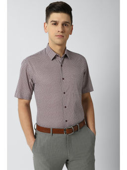 Peter England - Men Pink Printed Cotton Blend Formal Shirt