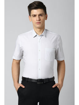 Peter England - Men White Printed Cotton Formal Shirt