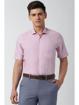 Peter England - Men Pink Checks Cotton Formal Shirt