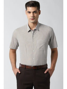 Peter England - Men White Printed Cotton Formal Shirt