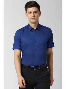 Peter England - Men Blue Printed Cotton Formal Shirt