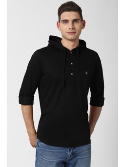 Peter England - Men Black Solid/Plain Cotton Casual Shirt