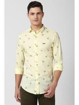 Peter England - Men Yellow Printed Cotton Casual Shirt