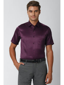 Peter England - Men Purple Textured Polyester Blend Formal Shirt