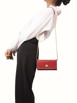 Hidesign - Flourish W1 Womens Medium Red Handcrafted Genuine Leather Sling Wallet (M)