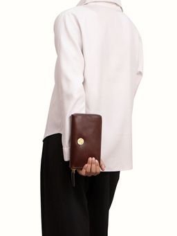 Hidesign - Growth W3 Large Tri Fold Womens Wallet Brown with Credit Card Slots (L)