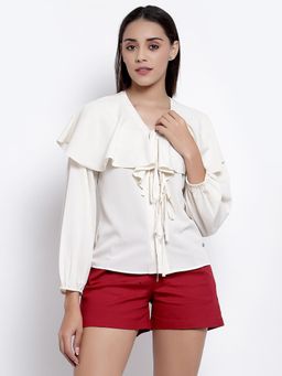 Ayrolane - Off White Cape Ruffle Top
