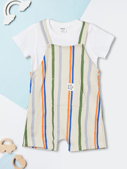 max - Boys Striped Dungaree With T-shirt