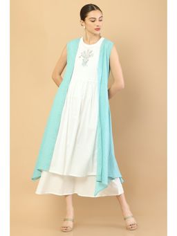Soch - Women Blue Kurta with Jacket (Set of 2)