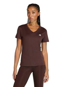 adidas - Women Brown Workout Essentials V-Neck Training T-Shirt