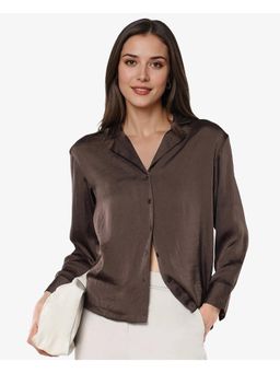 RAREISM - Chant Dark Brown Solid Regular Shirt