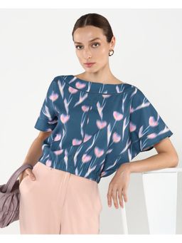 RAREISM - Kahlani Blue Print Regular Top