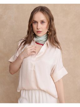 RAREISM - Lamona-T Beige Solid Boxy Top
