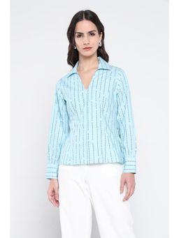 RAREISM - Pomo Light Blue Print Regular Top