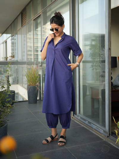 Butter Toast Kurta Co-Ord Set in Ink Blue