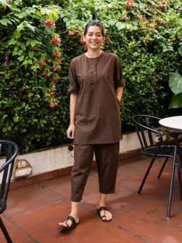 SURMA - Iced Coffee Kurta Set in Espresso Brown